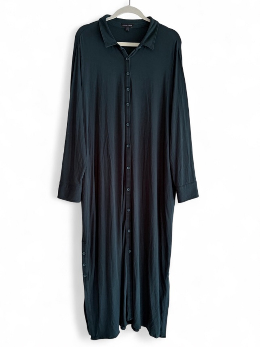 Universal Standard Sally Liquid Jersey Knit Dark Green Maxi Shirt Dress Size M